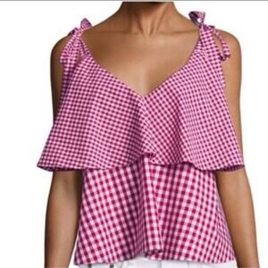 NWT Prose & Poetry Brett Gingham bow ruffle top